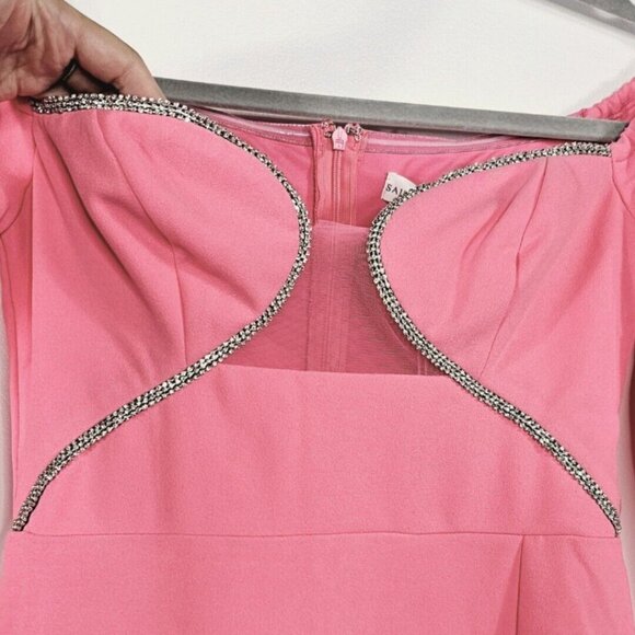 Saints & Secrets Off Shoulder Mini Dress M Pink Diamante Coquette Party Cocktail - Picture 10 of 14